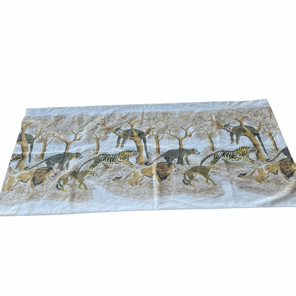 Vintage Tastemaker Big Cat Safari Pillowcase King Size 50/50 Made in USA 70s GUC